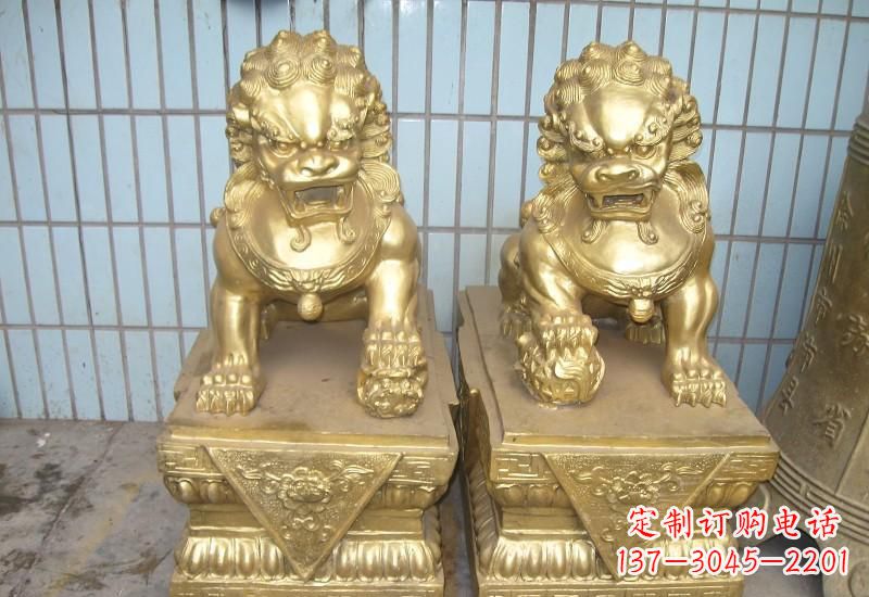 温州北京狮子雕塑,高雅典雅的手工鎏金铜制品