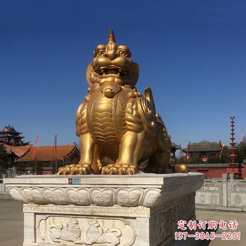 温州鎏金獬豸铜雕,为您提供精美的景观雕塑