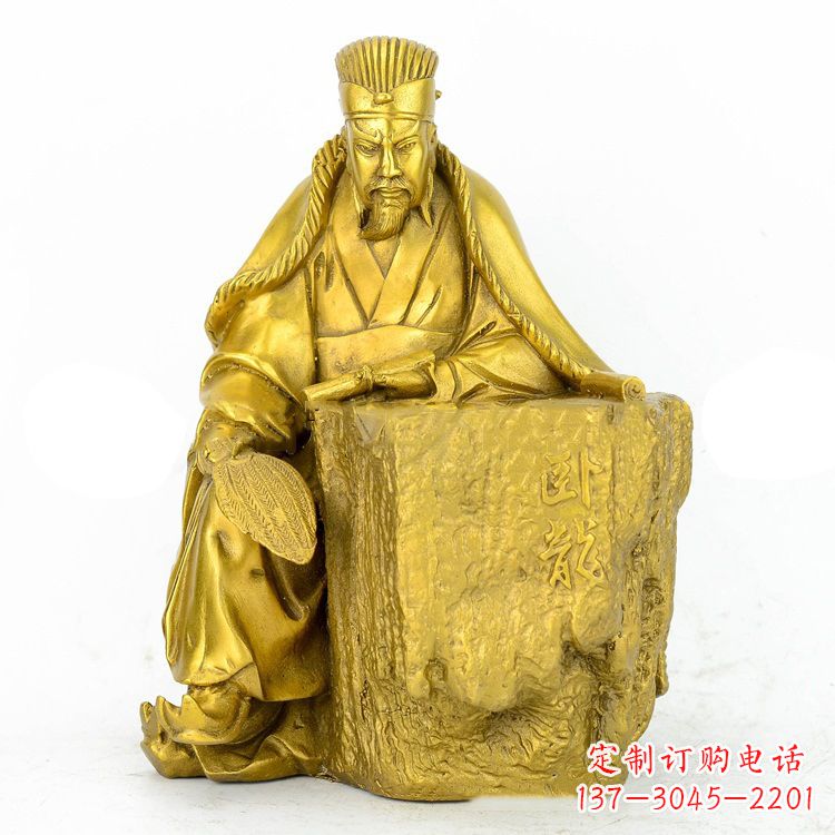 温州精致细腻的诸葛亮鎏金雕塑