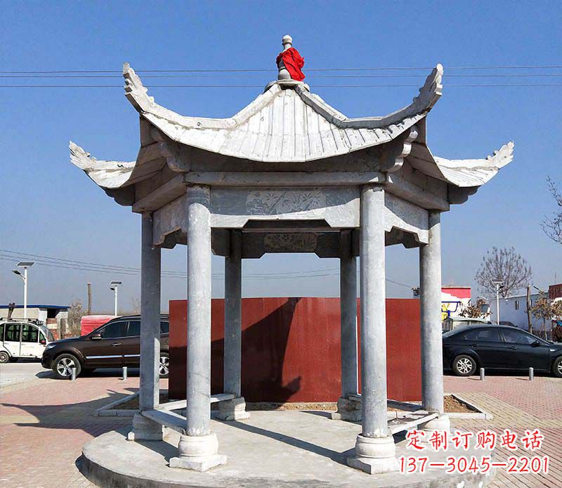 温州六角仿古凉亭雕塑，古朴迷人