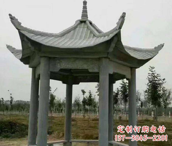 温州精美六角石凉亭雕塑