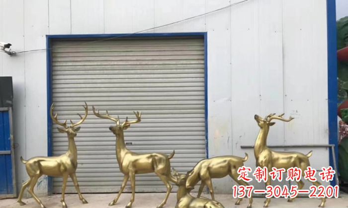 温州高贵典雅的鹿群铜雕