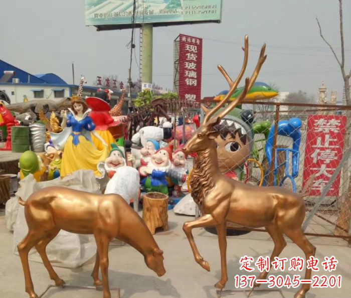 温州优雅经典,中领雕塑鹿铜雕塑