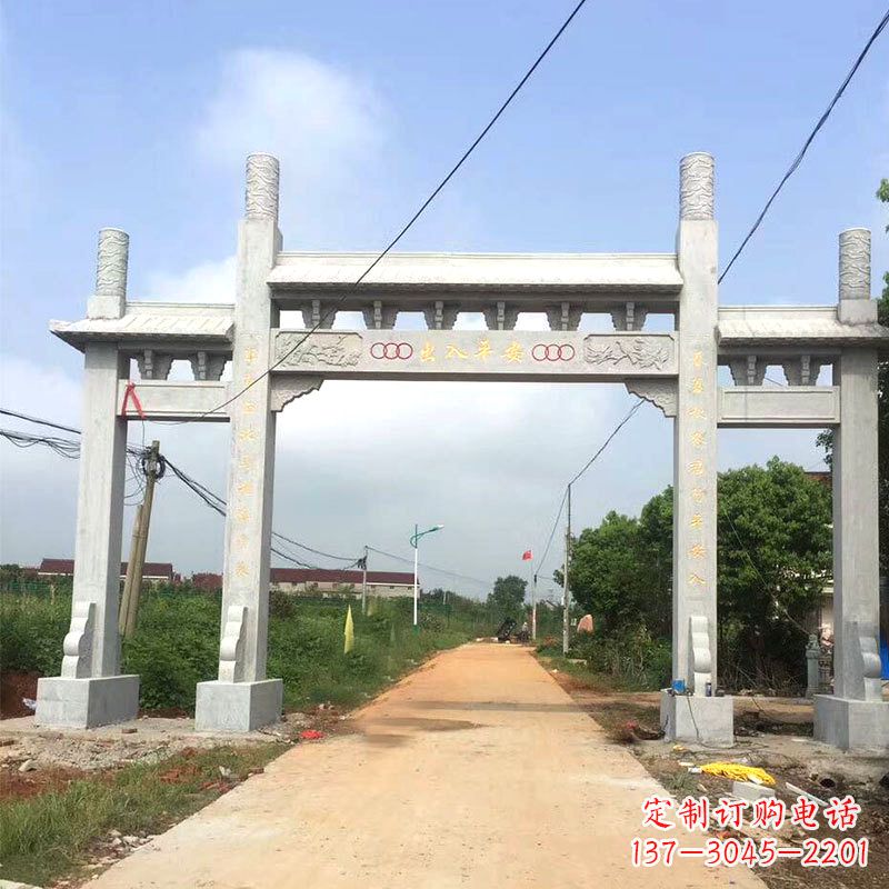 温州路口三间四柱无楼石牌坊雕塑制作