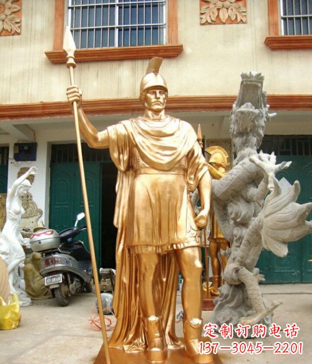 温州罗马勇士玻璃钢仿铜马雕塑