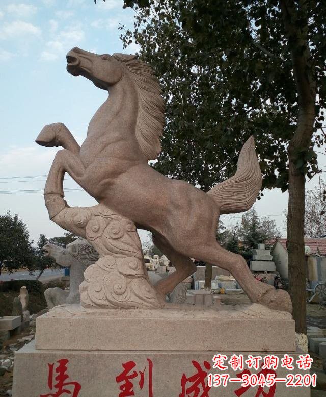 温州精美细腻的马到成功石雕塑