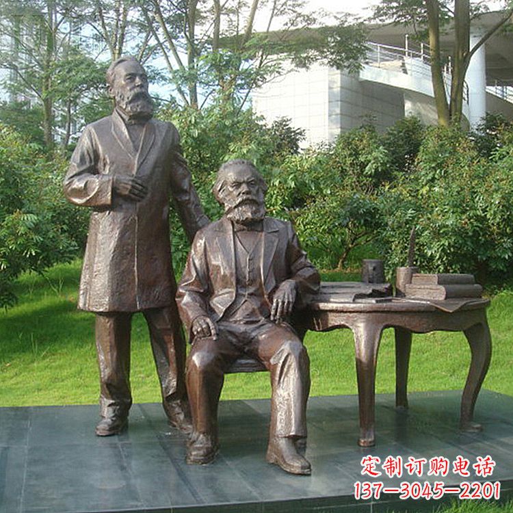 温州恩格斯铜雕塑，现代城市情景细节体现