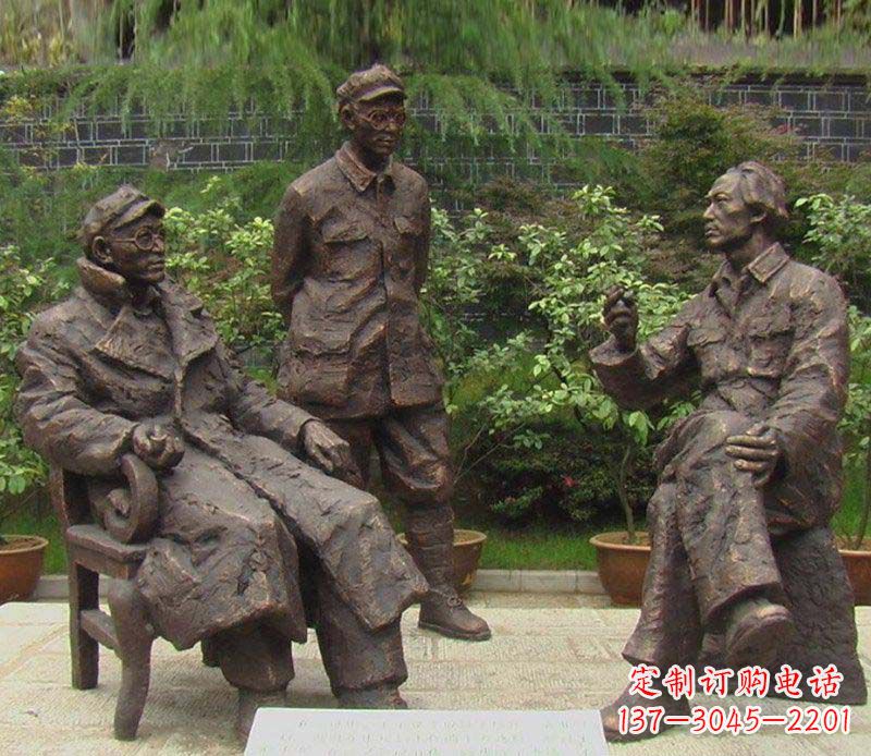 温州精美手工雕刻的刘伯承—毛泽东雕像