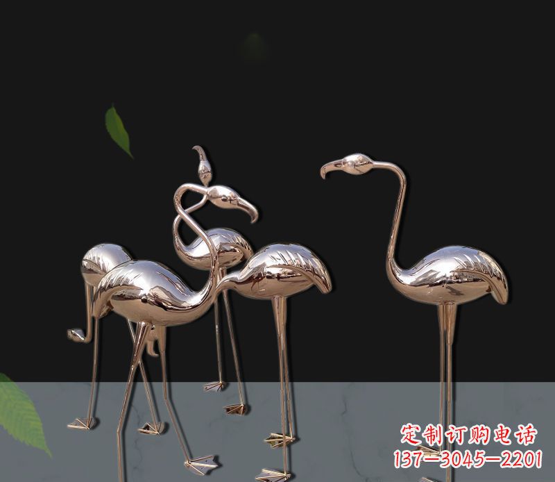 温州玫瑰金不锈钢火烈鸟雕塑,艺术品的魅力