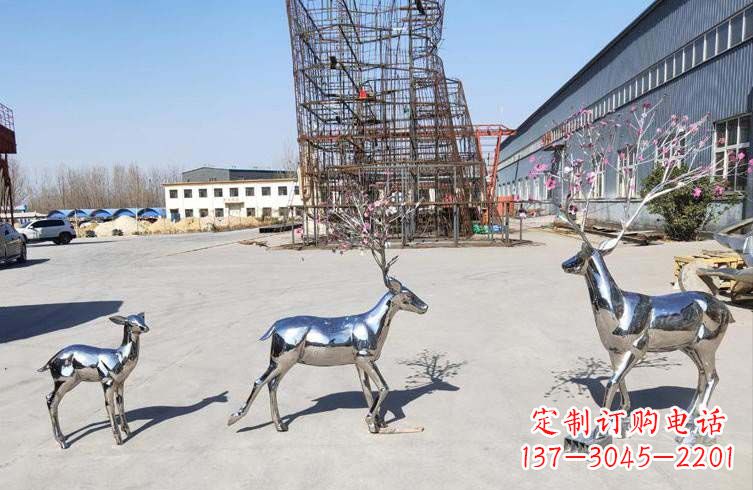 温州梅花鹿不锈钢雕塑,惊艳于众