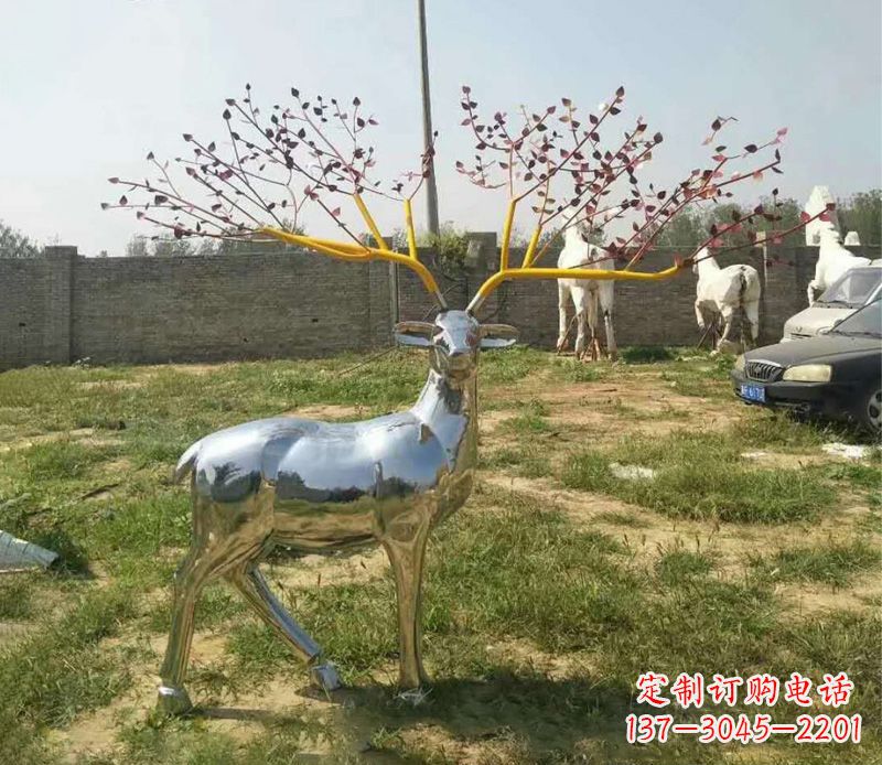 温州梅花鹿镜面不锈钢雕塑