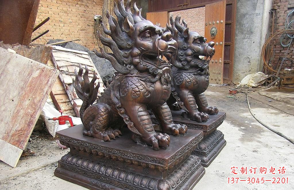 温州传统工艺精制–钜细工艺麒麟铜雕