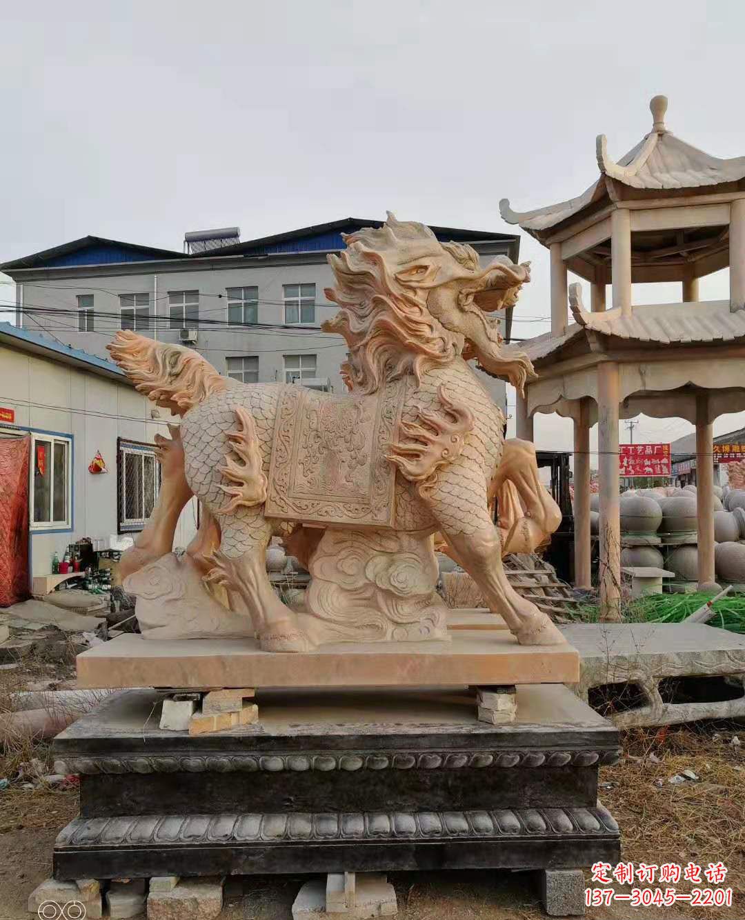 温州麒麟石雕,中领雕塑独特定制