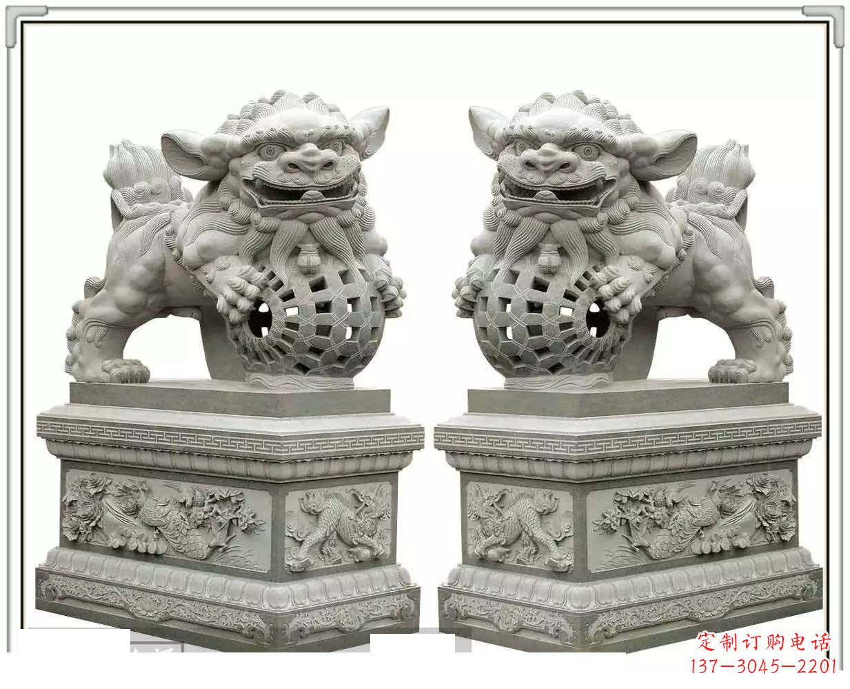 温州精美网球狮石雕,匠心雕刻绝美网球图案