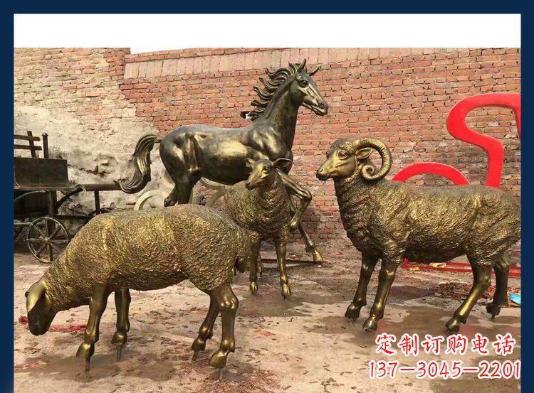 温州中领雕塑|绵羊公园动物铜雕,让自然之美永存