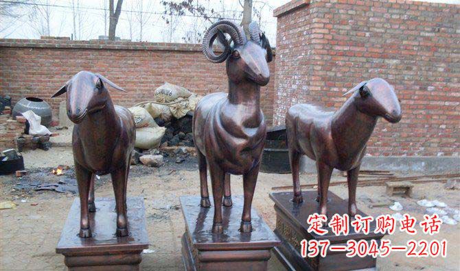 温州绵羊铸铜雕塑,仿铜动物雕塑