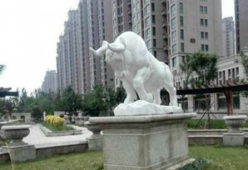 温州汉白玉开荒牛小区园林动物石雕