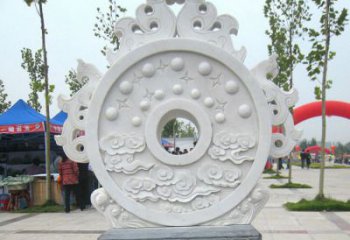 温州精雕细琢汉白玉双龙石门墩雕塑