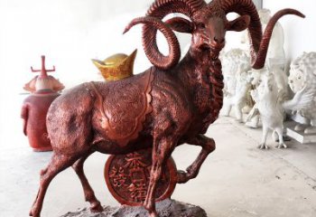 温州红阳开泰精美的缅甸铜山羊雕塑