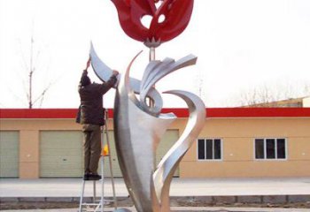 温州户外大型不锈钢雕塑玫瑰花