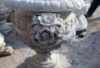 温州花朵浮雕欧式花钵石雕
