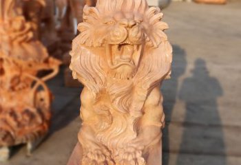 温州象征力量的汇丰狮子红石雕