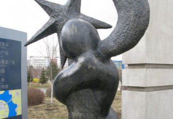 温州街边星星月亮景观铜雕是由中国领雕塑定制的…