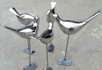 温州全新设计，优雅帅气的不锈钢鸽子草坪雕塑