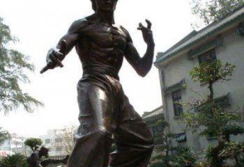 温州忠实再现李小龙公园名人铜雕