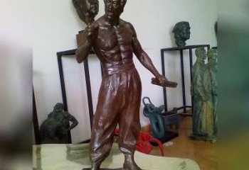 温州经典传奇-李小龙铜雕塑