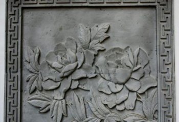 温州牡丹青石浮雕雕塑-精美的永久装饰