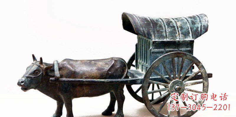 温州定制牛车景观铜雕塑