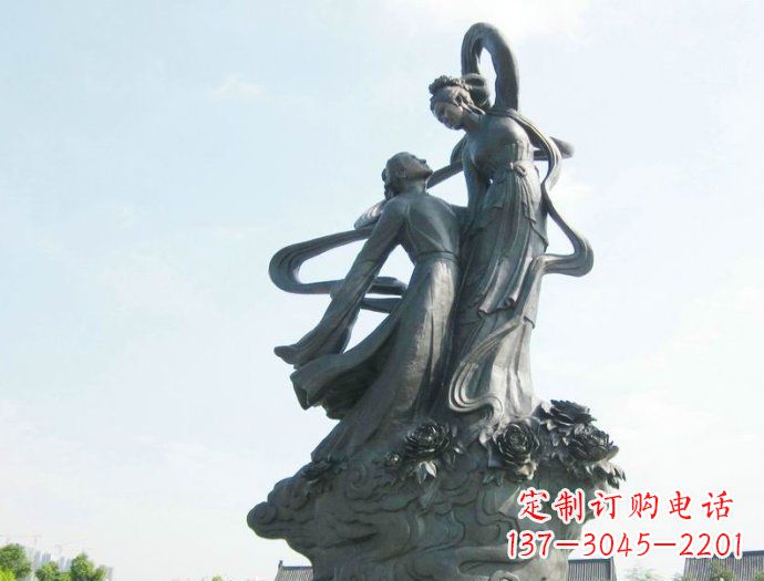 温州铸就爱情经典,中领雕塑定制牛郎织女广场雕塑