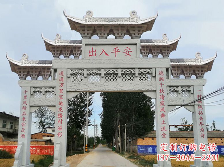 温州用高质量石雕打造精美牌楼雕塑