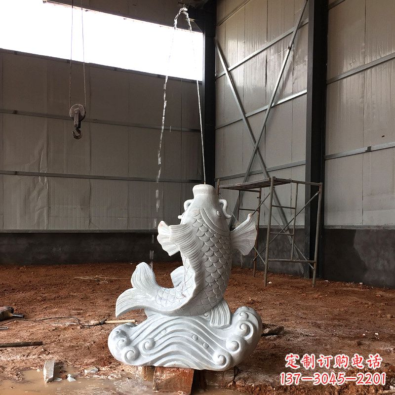 温州汉白玉石鲤鱼雕塑,让你的梦想成真!