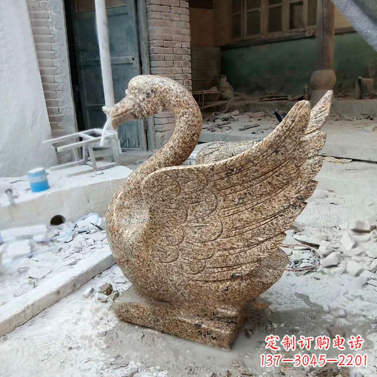 温州应用天鹅花岗岩制作的喷水雕塑