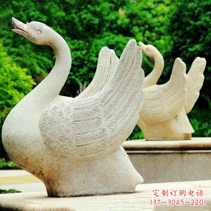 温州高雅优美的砂岩天鹅雕塑