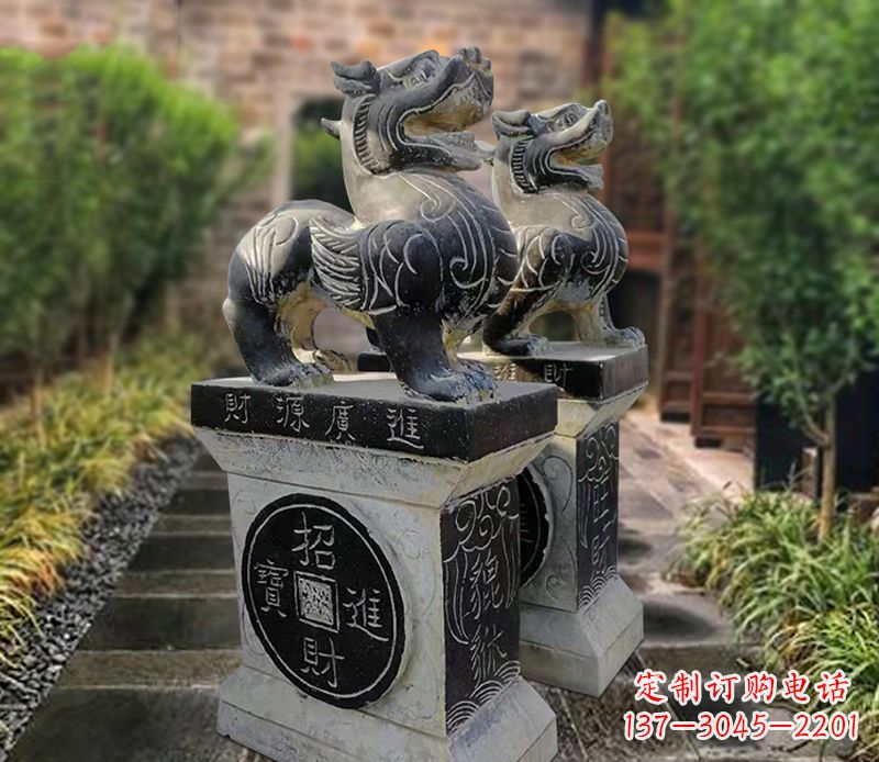 温州貔貅石雕小区看门雕塑