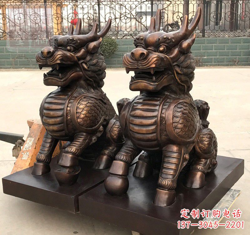 温州高雅定制辟邪铜麒麟雕塑