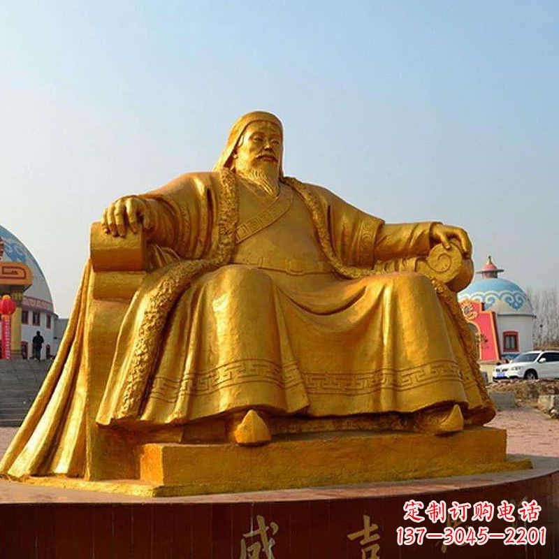 温州雕刻古代传奇军事家成吉思汗铜雕像