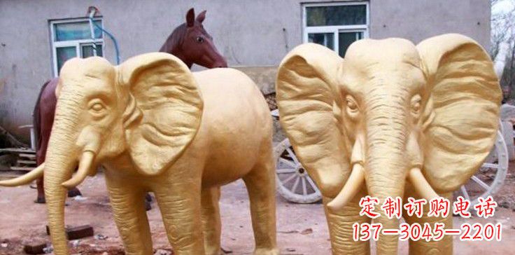 温州漆金巨型大象雕塑,由中领雕塑厂家定制制作…