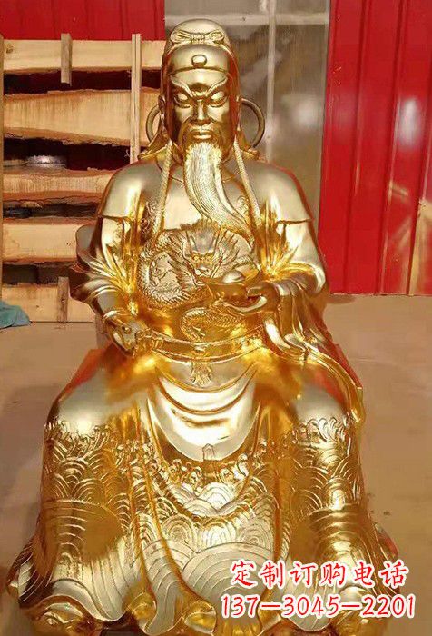 温州传承经典,漆金关公神像雕塑