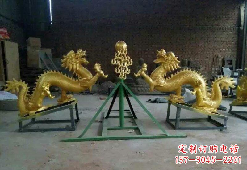 温州享受经典,领略古老传统,精美特色的双龙戏珠铜雕