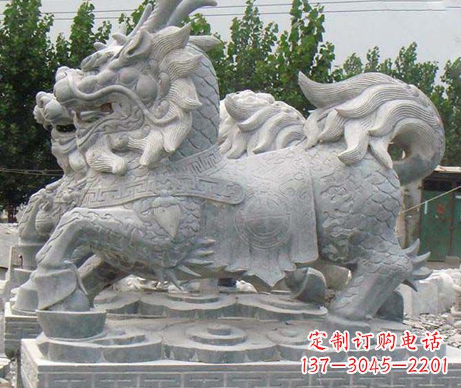 温州古典麒麟招财神兽石雕,传承古典非凡财富之美