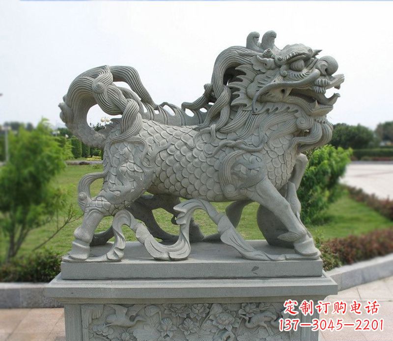 温州典雅经典,麒麟招财石雕把你的梦想变成现实