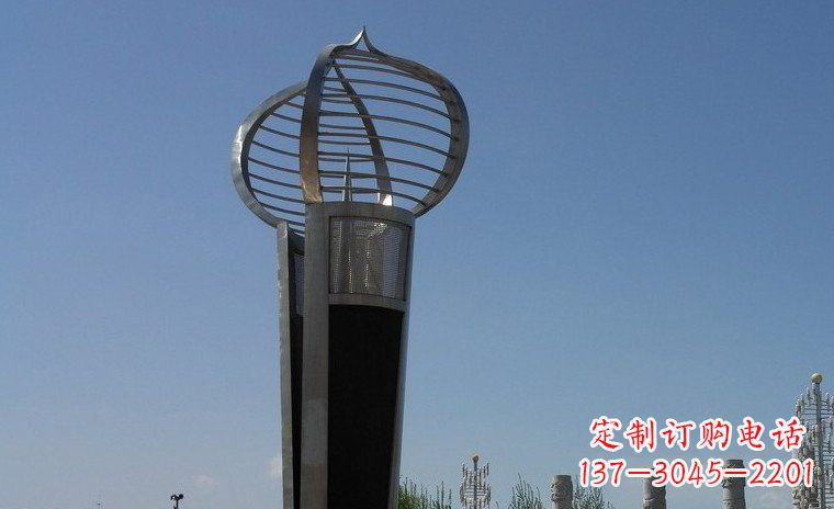 温州中领雕塑:不锈钢火炬形雕塑