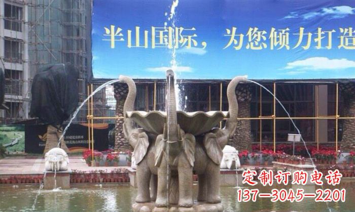 温州室内外精美小象喷泉石雕