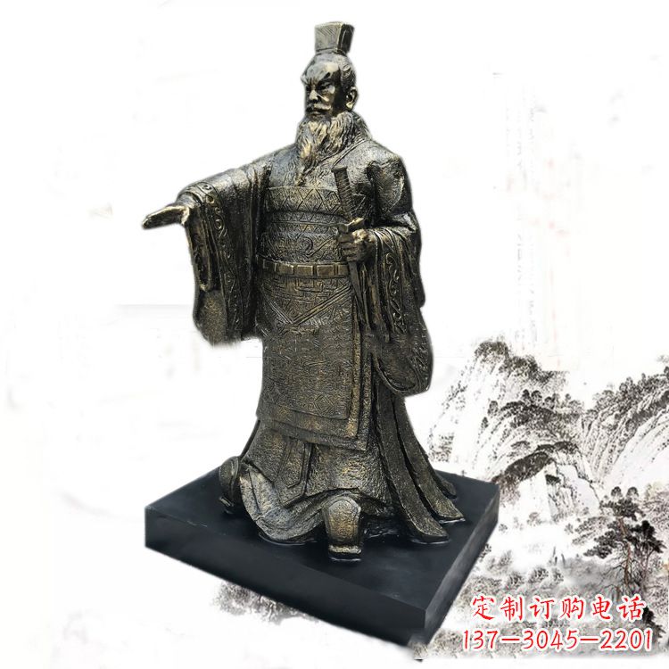 温州精美秦始皇玻璃钢仿铜雕塑