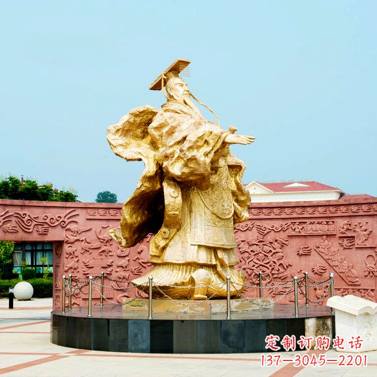 温州中领雕塑:秦始皇鎏金铜雕塑像