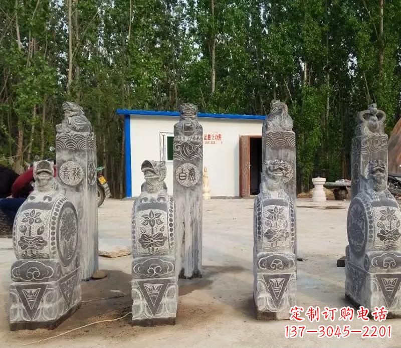 温州青石抱鼓石门墩雕塑